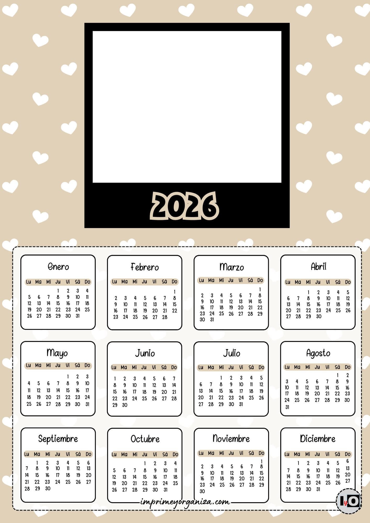 Calendario 2026 Foto Marrón