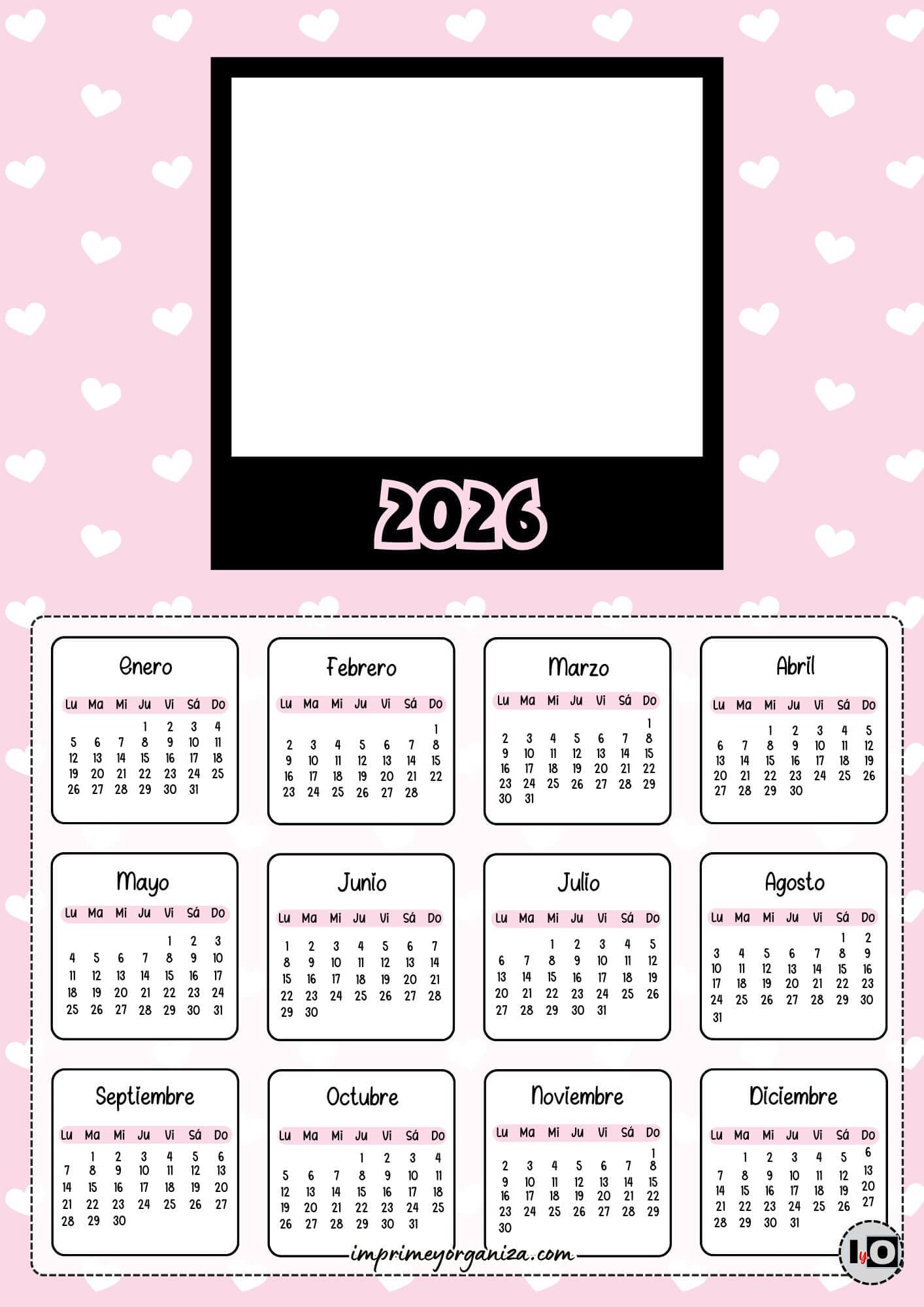Calendario 2026 Foto Rosa