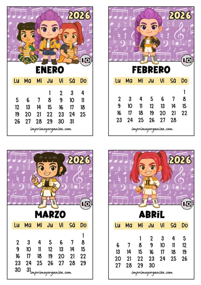 Calendario 2026 apilable K-Pop Demon Hunters