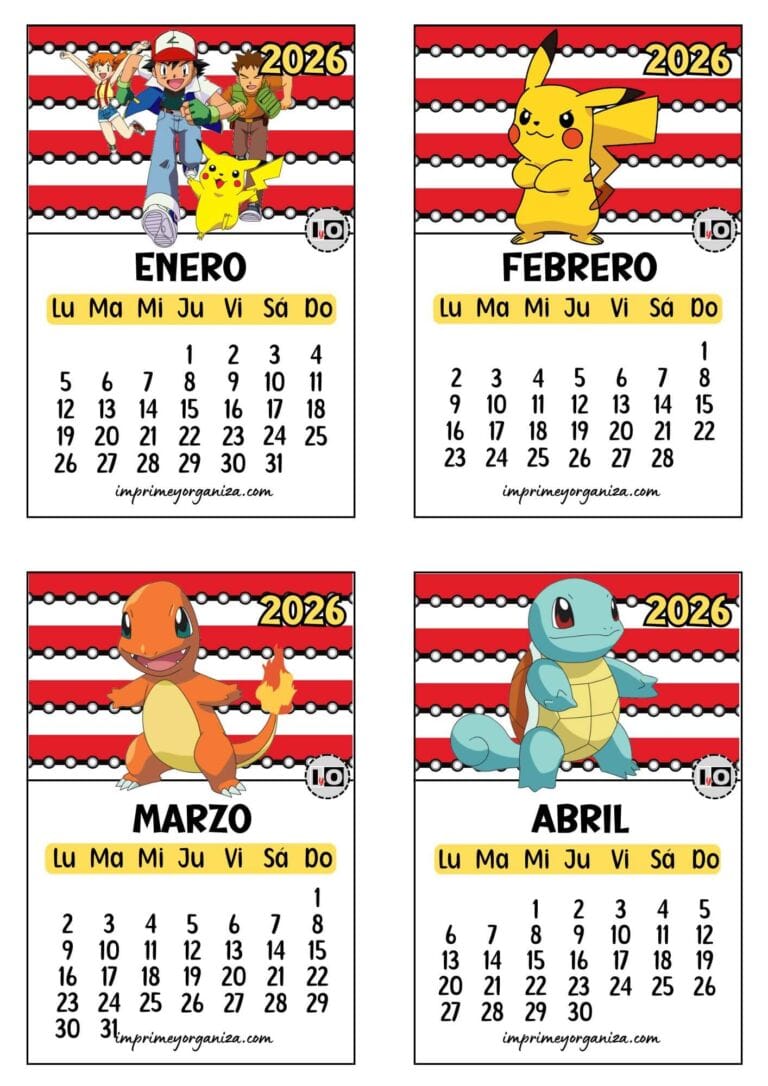 Calendario 2026 apilable Pokemon