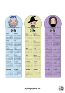 Calendarios Marcapáginas 2026 Profesores Hogwarts