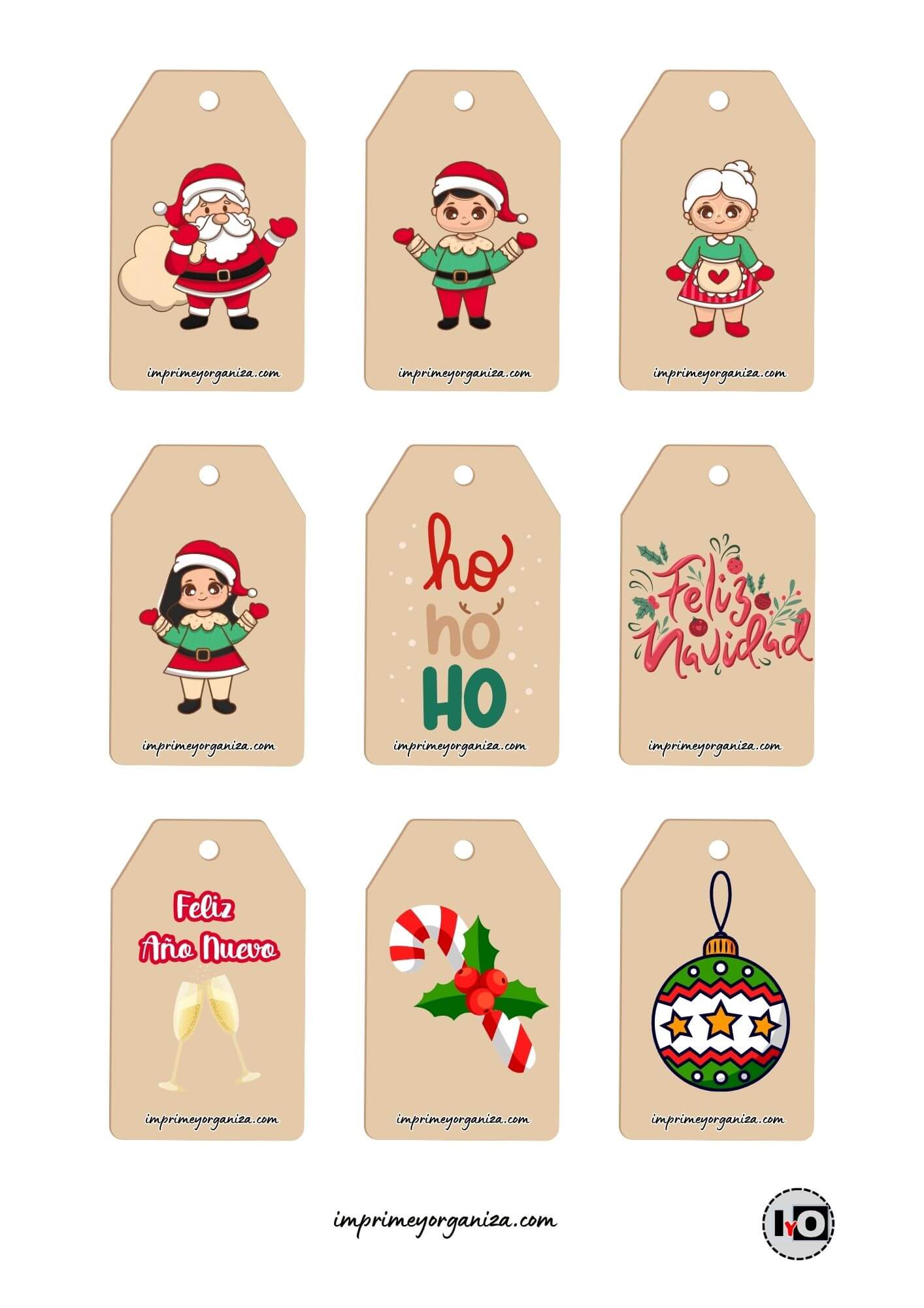 Etiquetas Kraft Navideñas