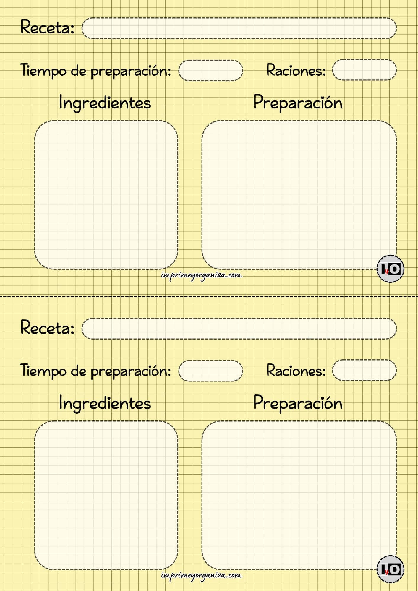 Ficha de receta amarilla