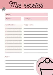 Hoja Receta Cupcake