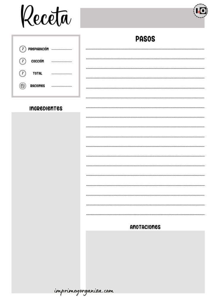Hojas de Recetas de Colores para imprimir en PDF [GRATIS]