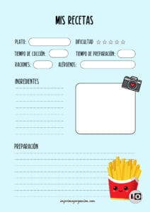 Hoja de receta patatas Kawaii