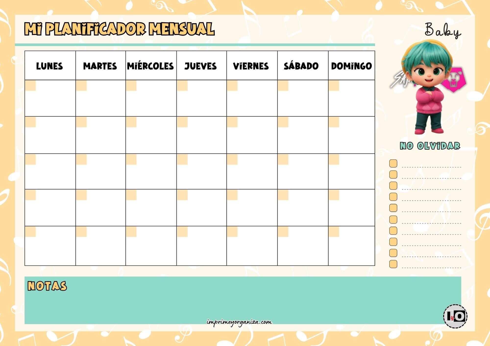 Planificador Mensual Baby