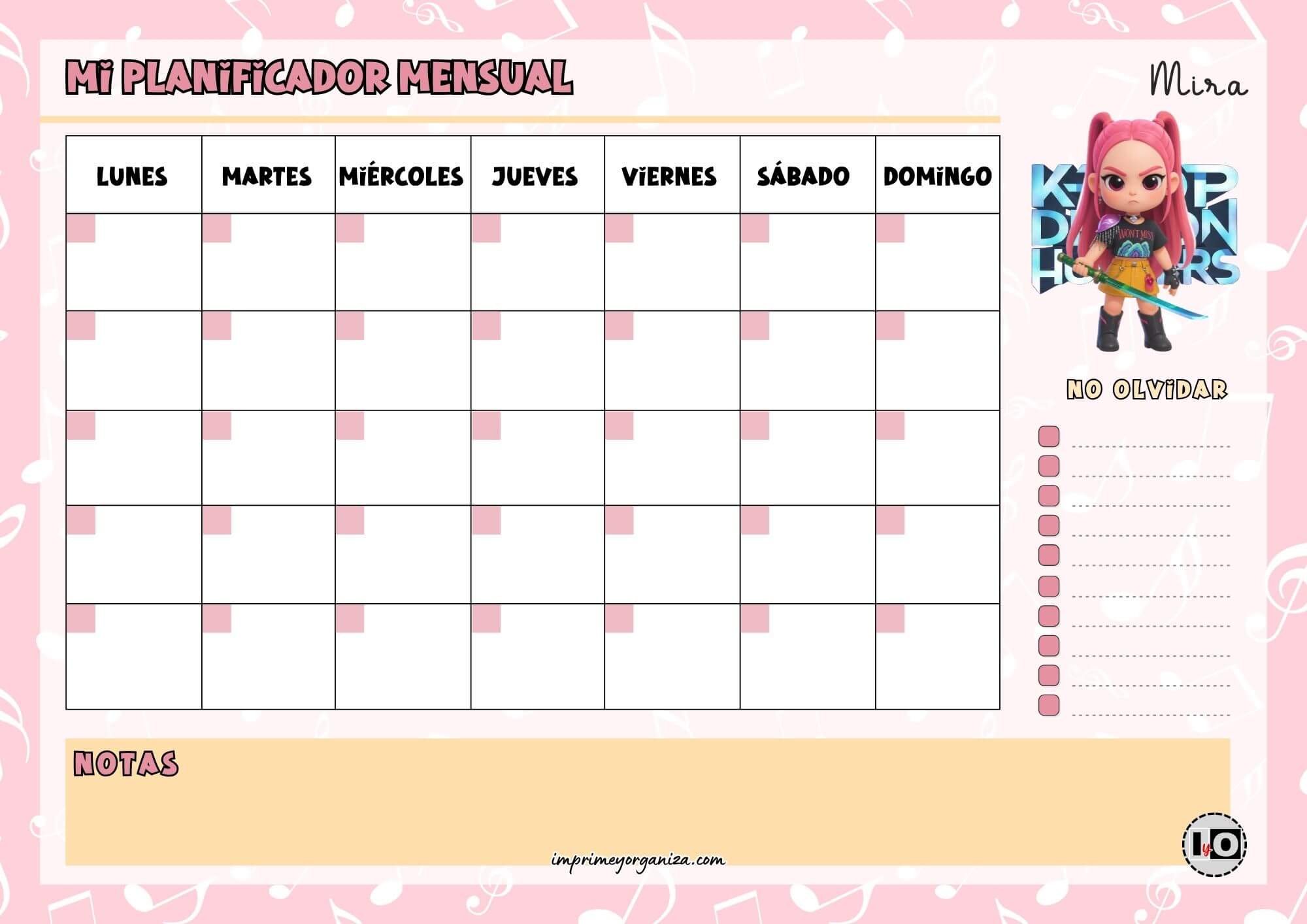 Planificador Mensual Mira