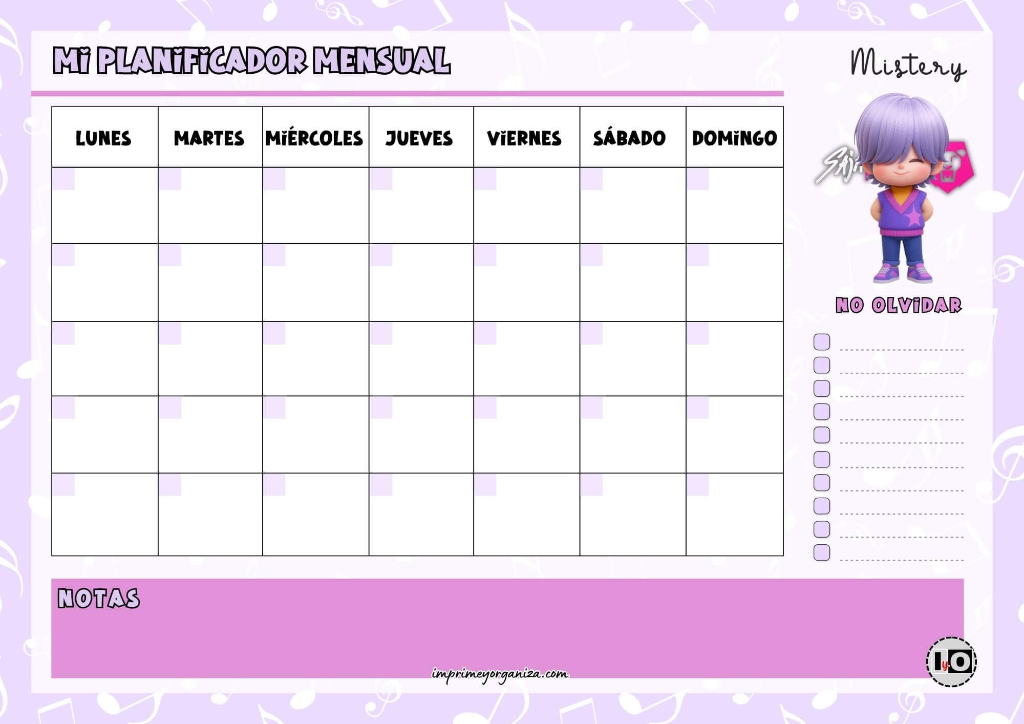 Planificador Mensual Mistery