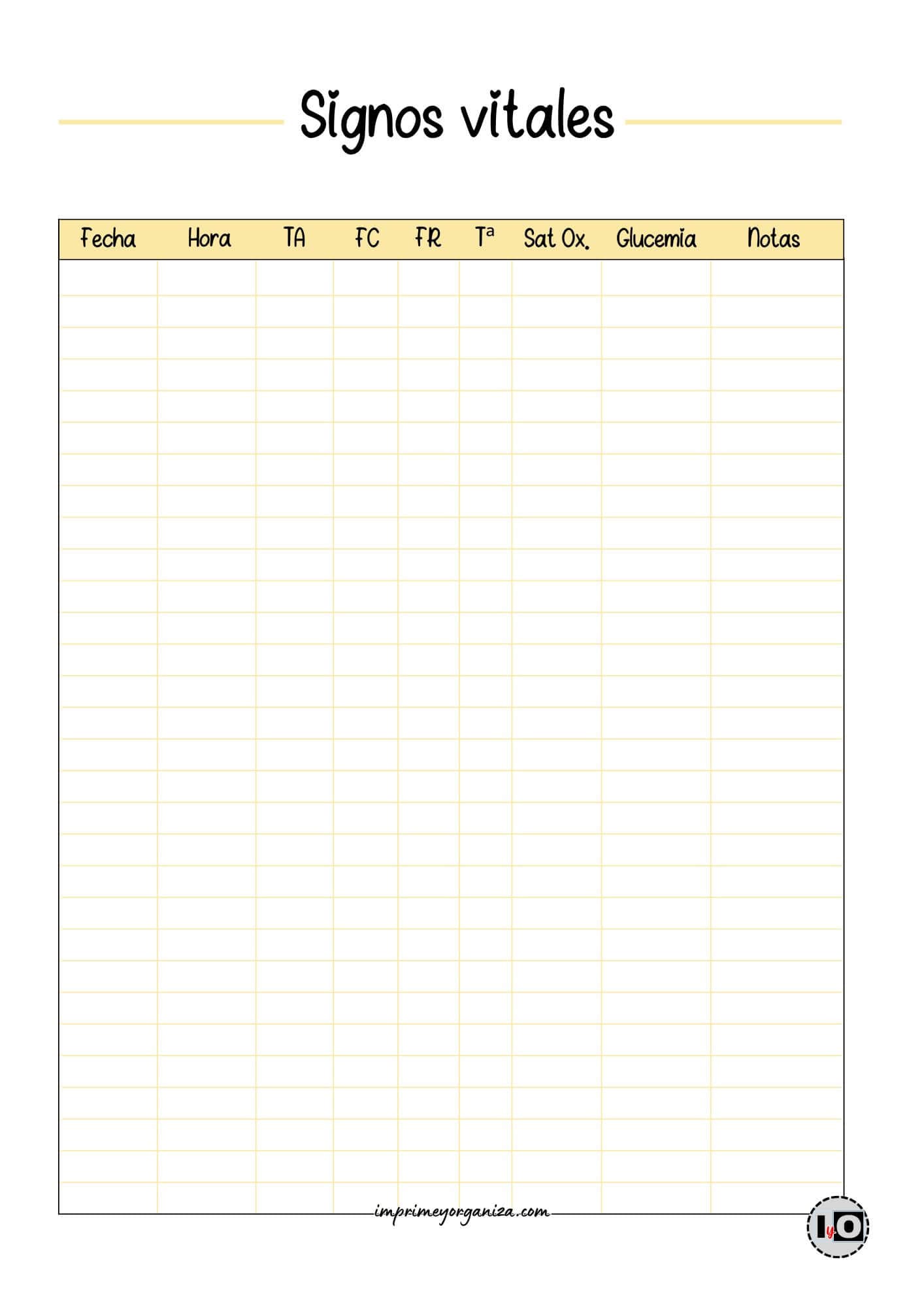 Tabla signos vitales amarilla