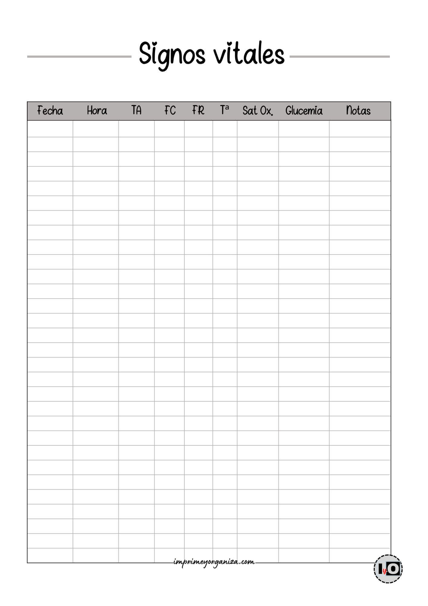 Tabla signos vitales gris