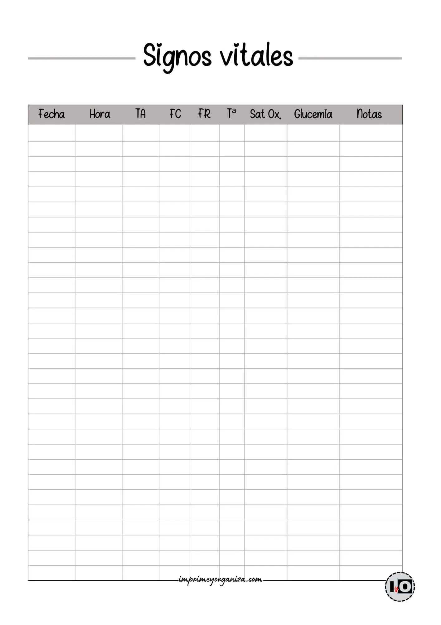 Signo Formato Hoja De Signos Vitales Editable E Imprimible Ejemplos De Notas De