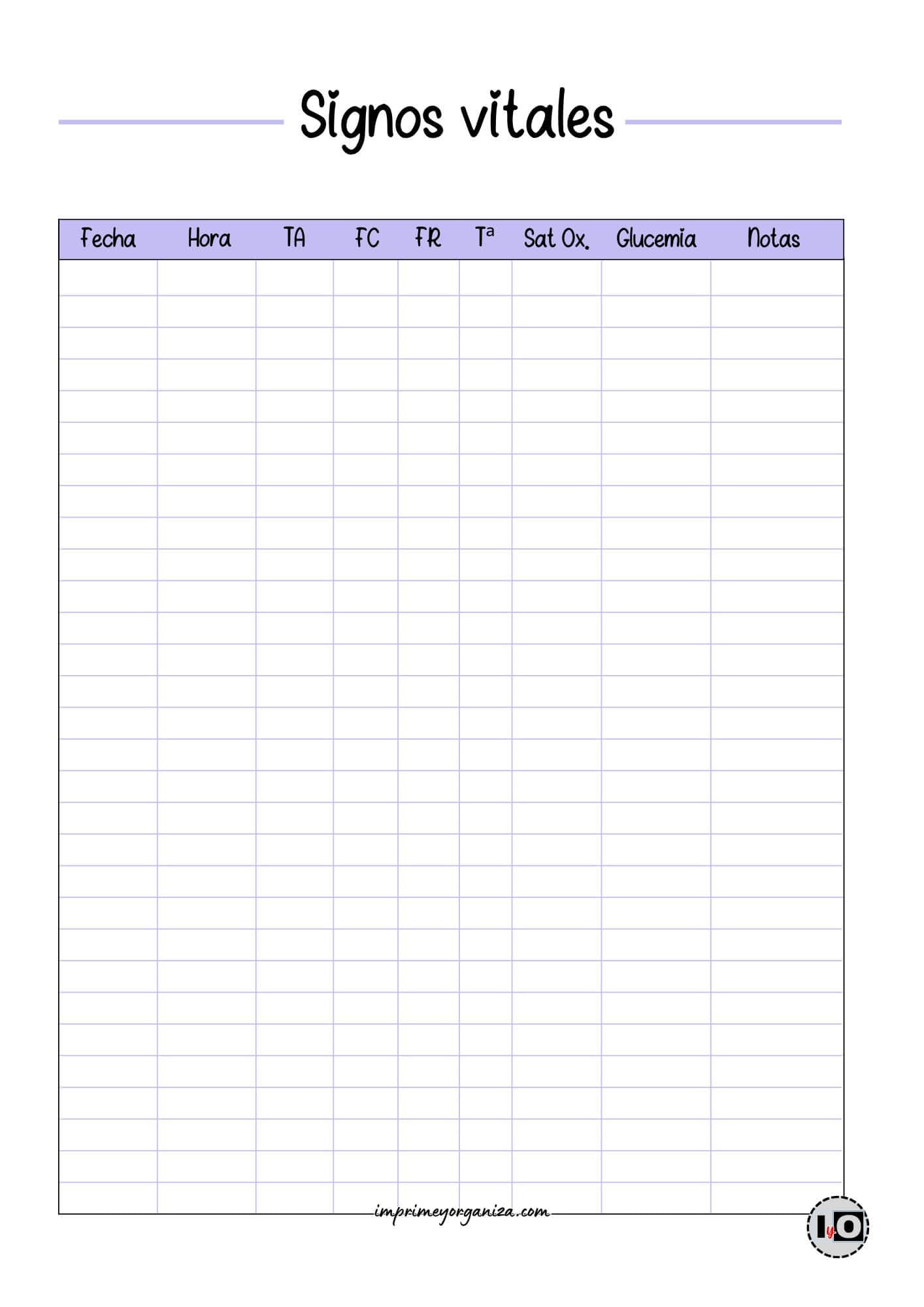 Tabla signos vitales lila