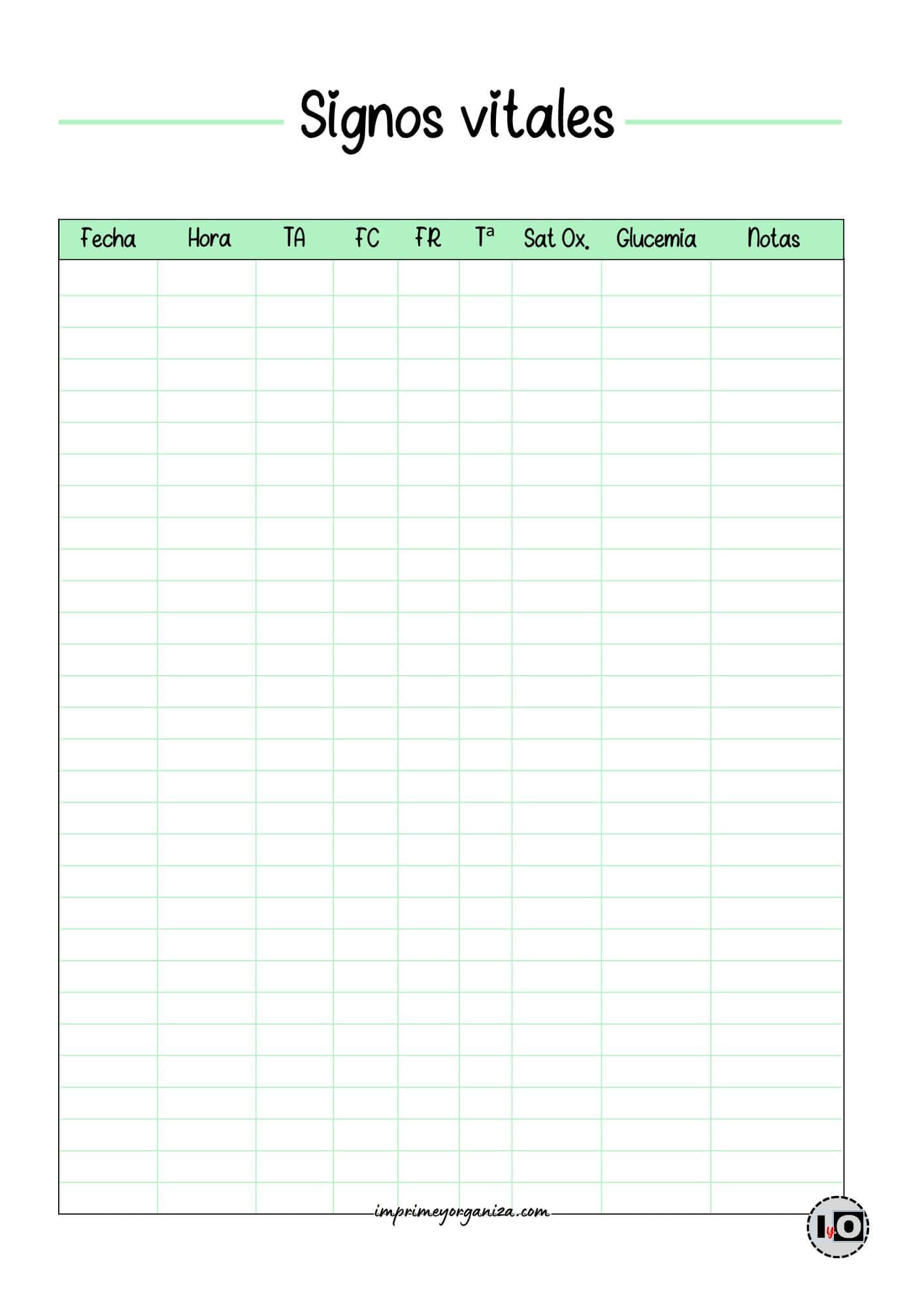 Tabla signos vitales mint