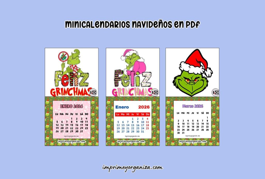 minicalendarios navideños en pdf