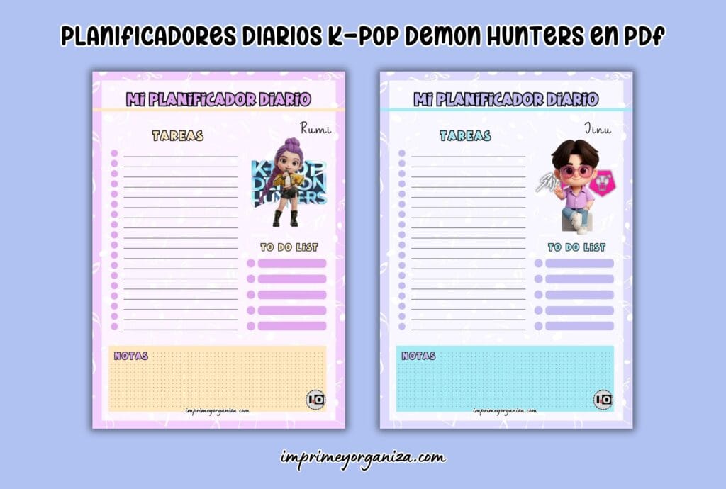 planners diarios k-pop demon hunters en pdf