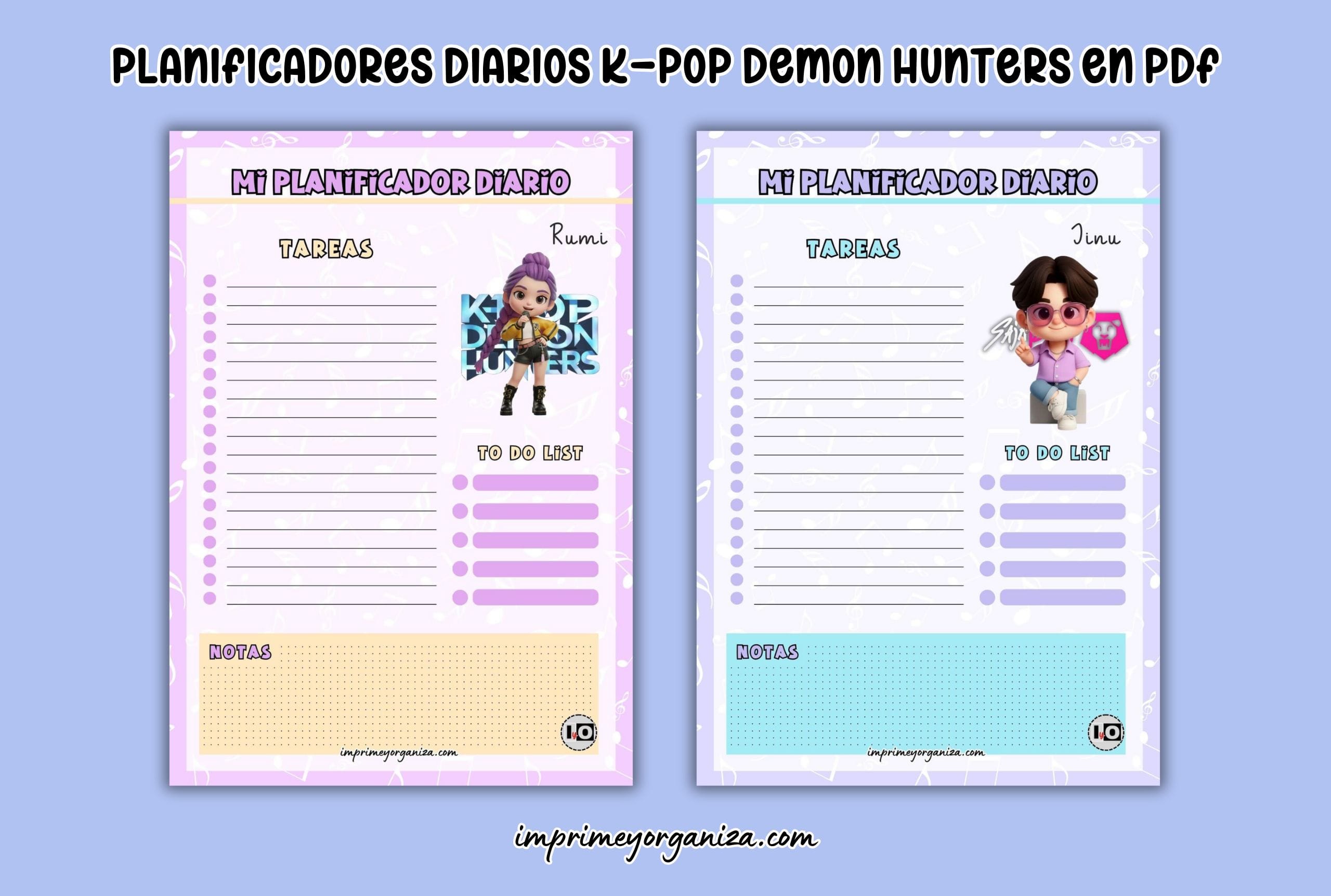 planners diarios k-pop demon hunters en pdf