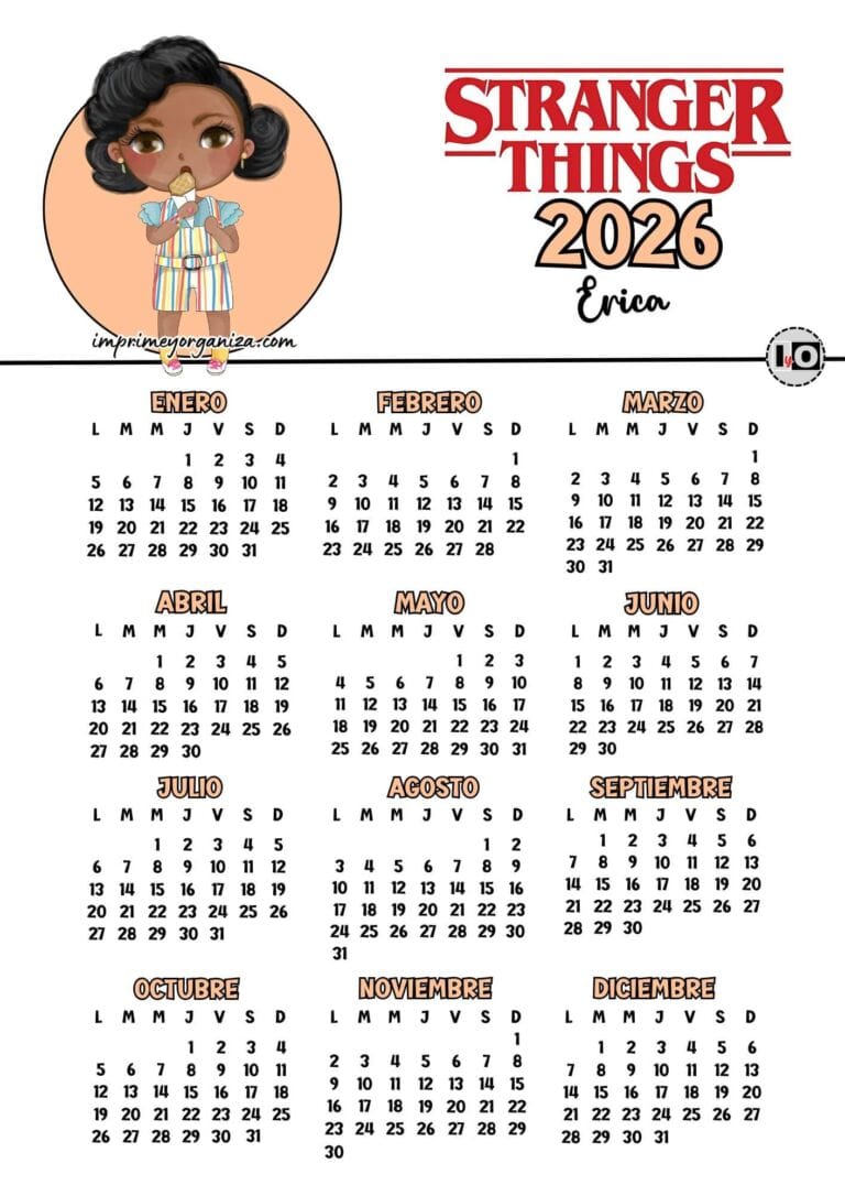 Calendario 2026 Stranger Things Erica