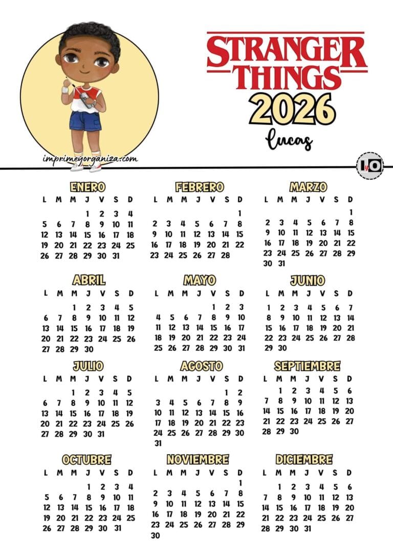 Calendario 2026 Stranger Things Lucas