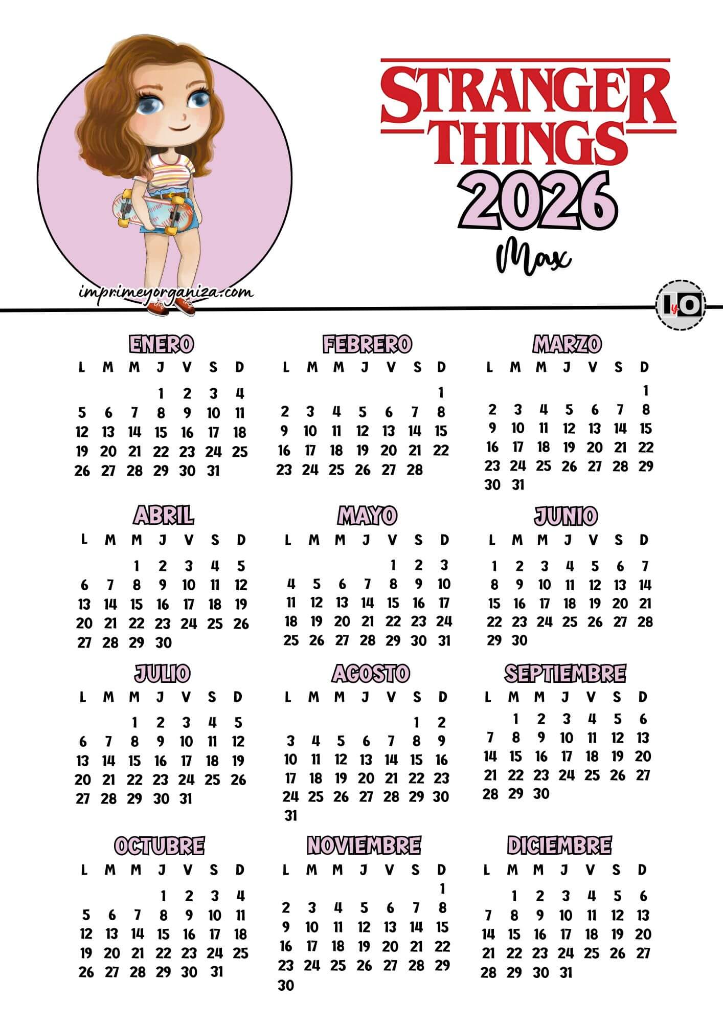 Calendario 2026 Stranger Things Max