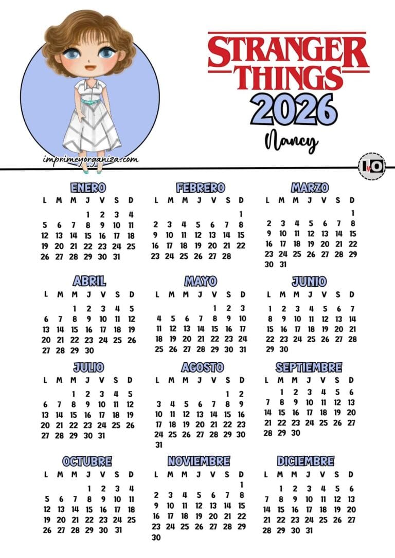 Calendario 2026 Stranger Things Nancy