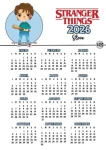 Calendario 2026 Stranger Things Steve