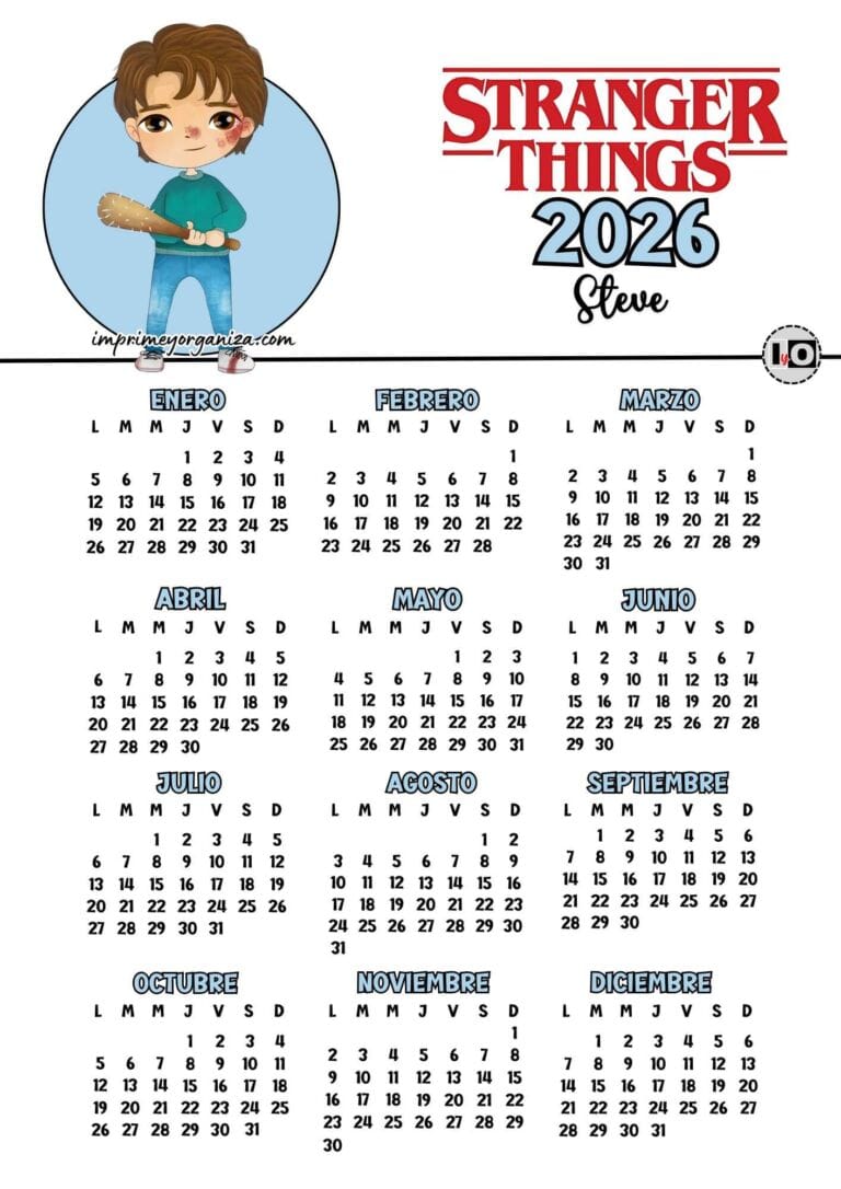 Calendario 2026 Stranger Things Steve