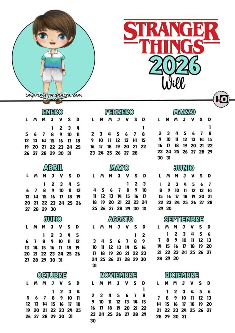 Calendario 2026 Stranger Things Will
