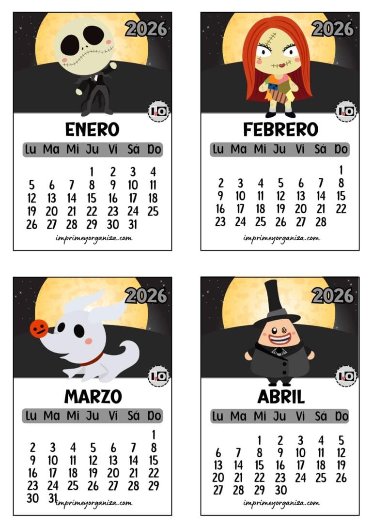 Calendario 2026 apilable Pesadilla antes de Navidad