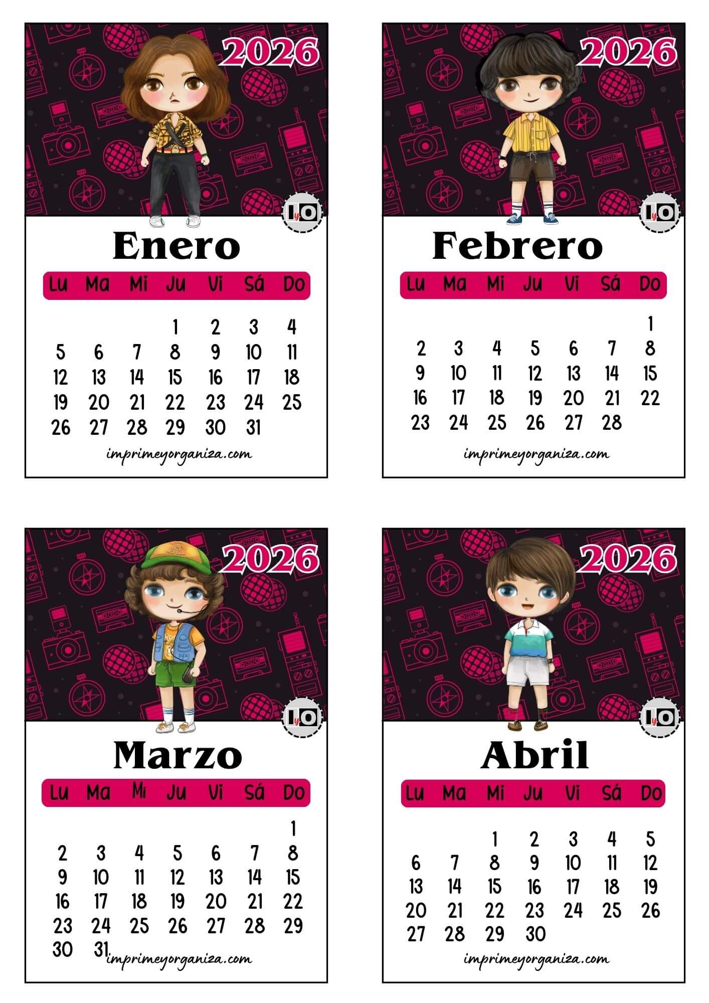 Calendario 2026 apilable de Stranger Things