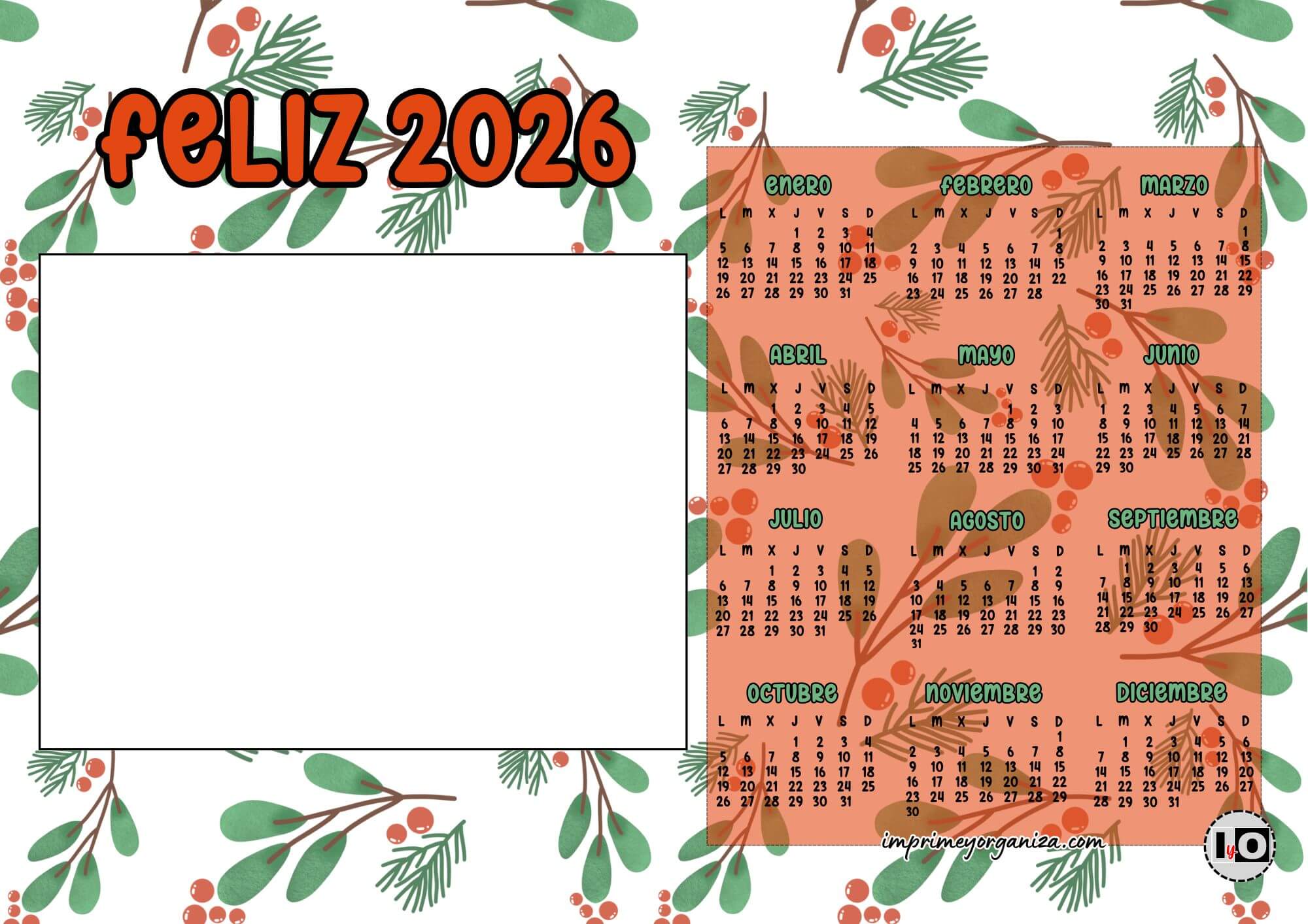 Calendario Feliz 2026 Acebo