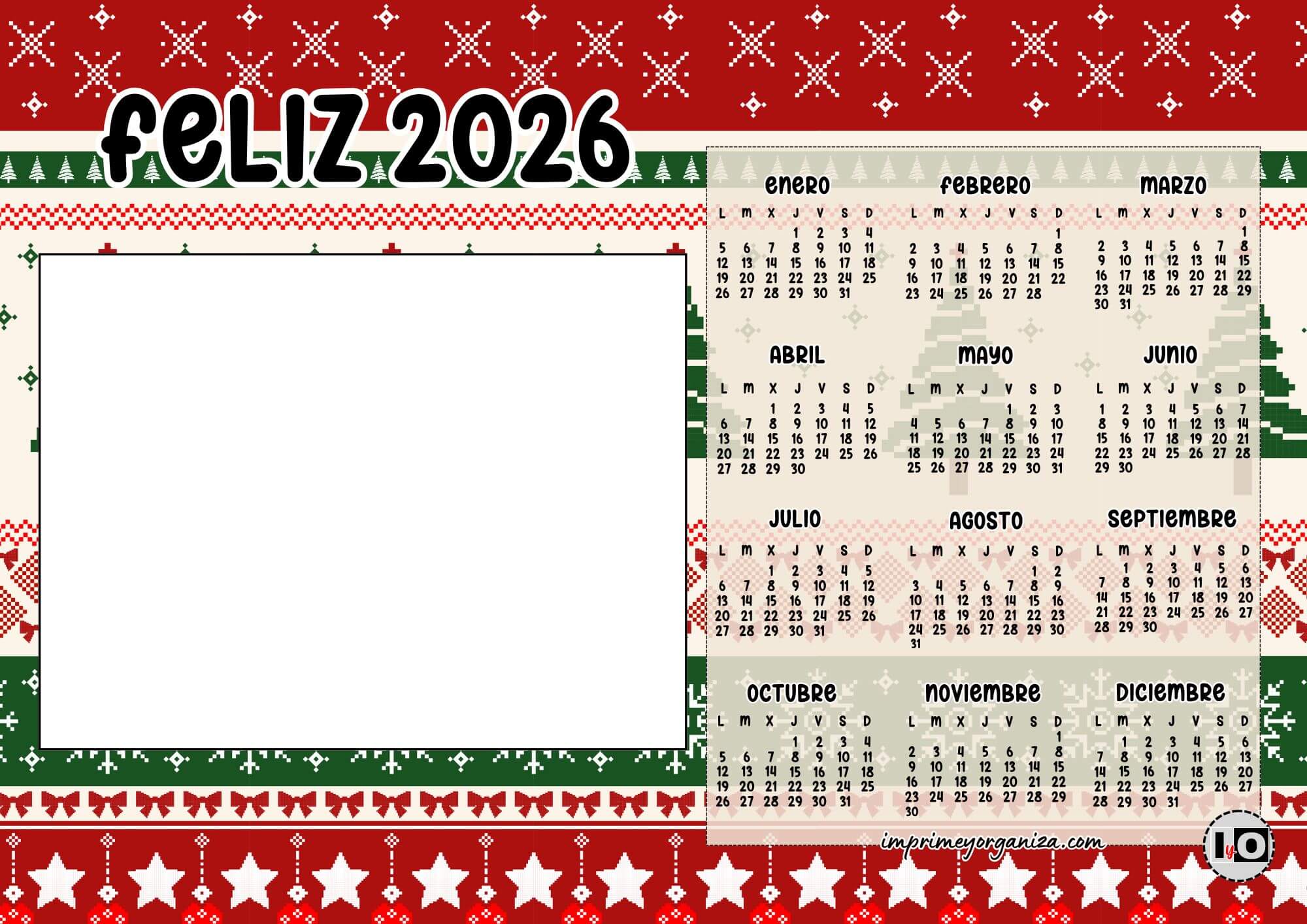 Calendario Feliz 2026 Estampado