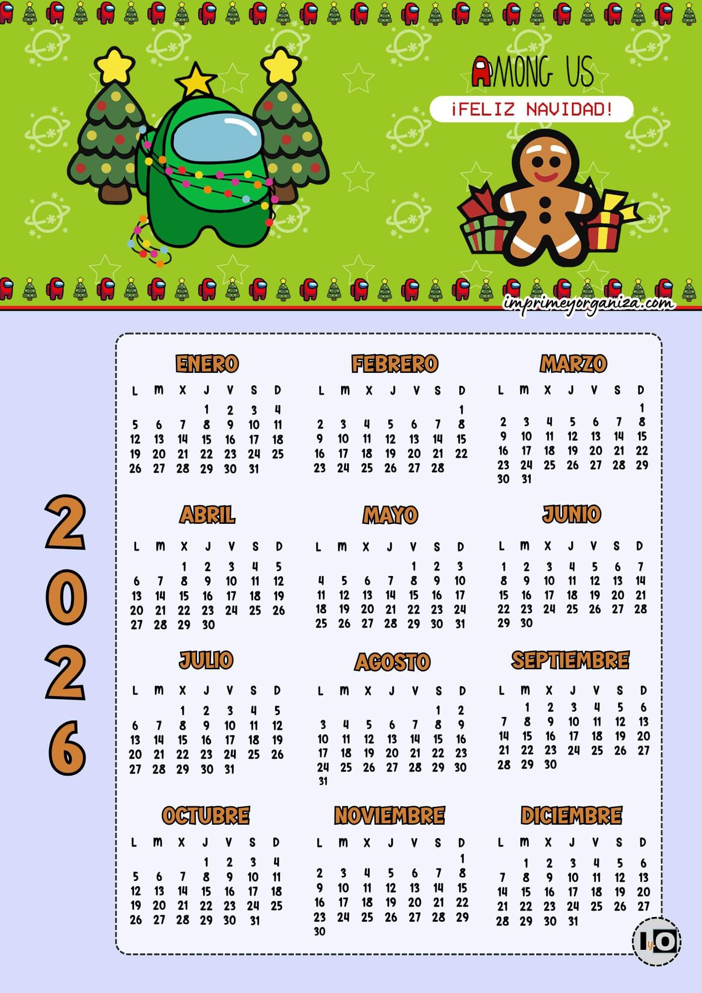 Calendario Navideño 2026 Among Us