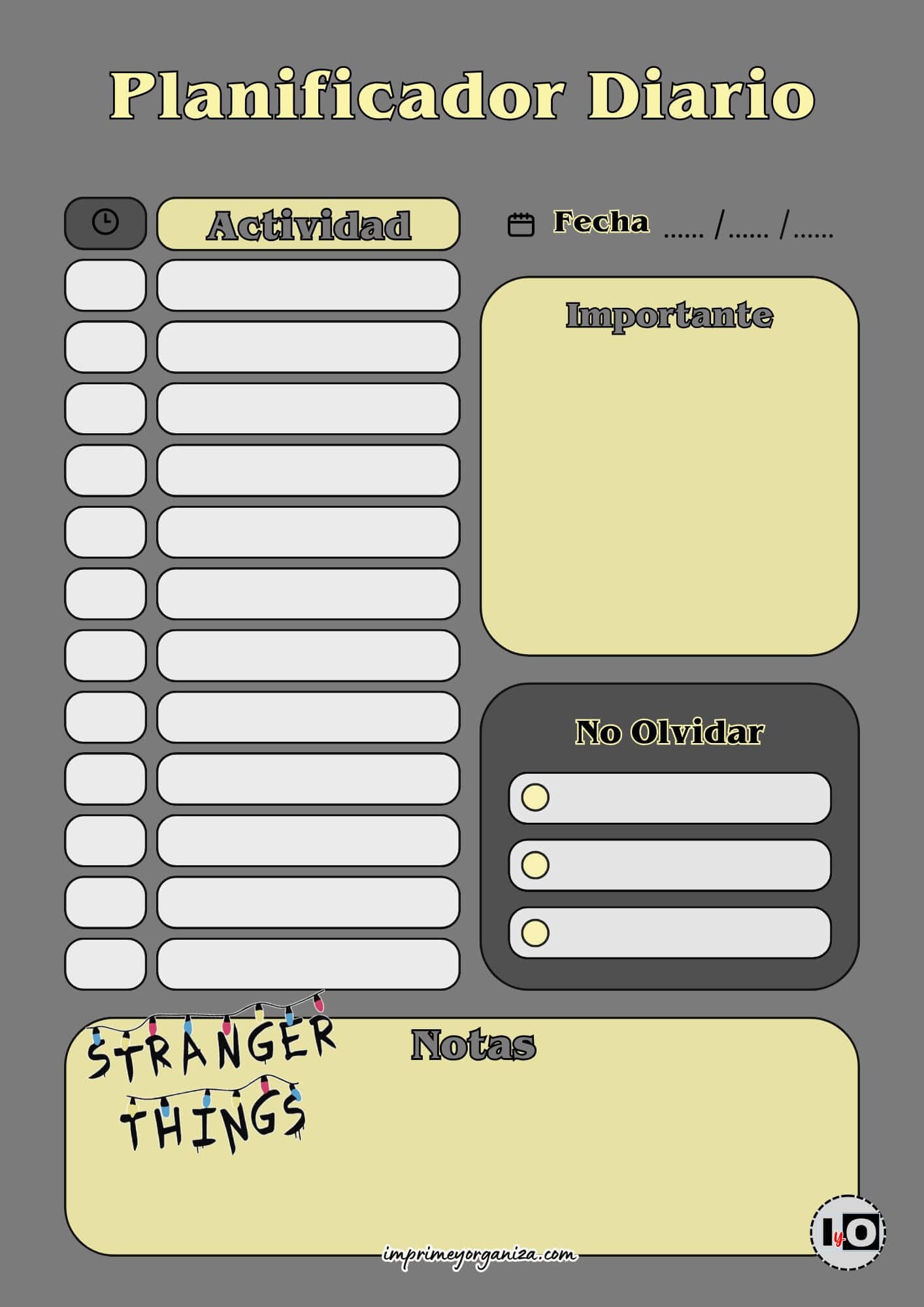 Planificador Diario Stranger Things