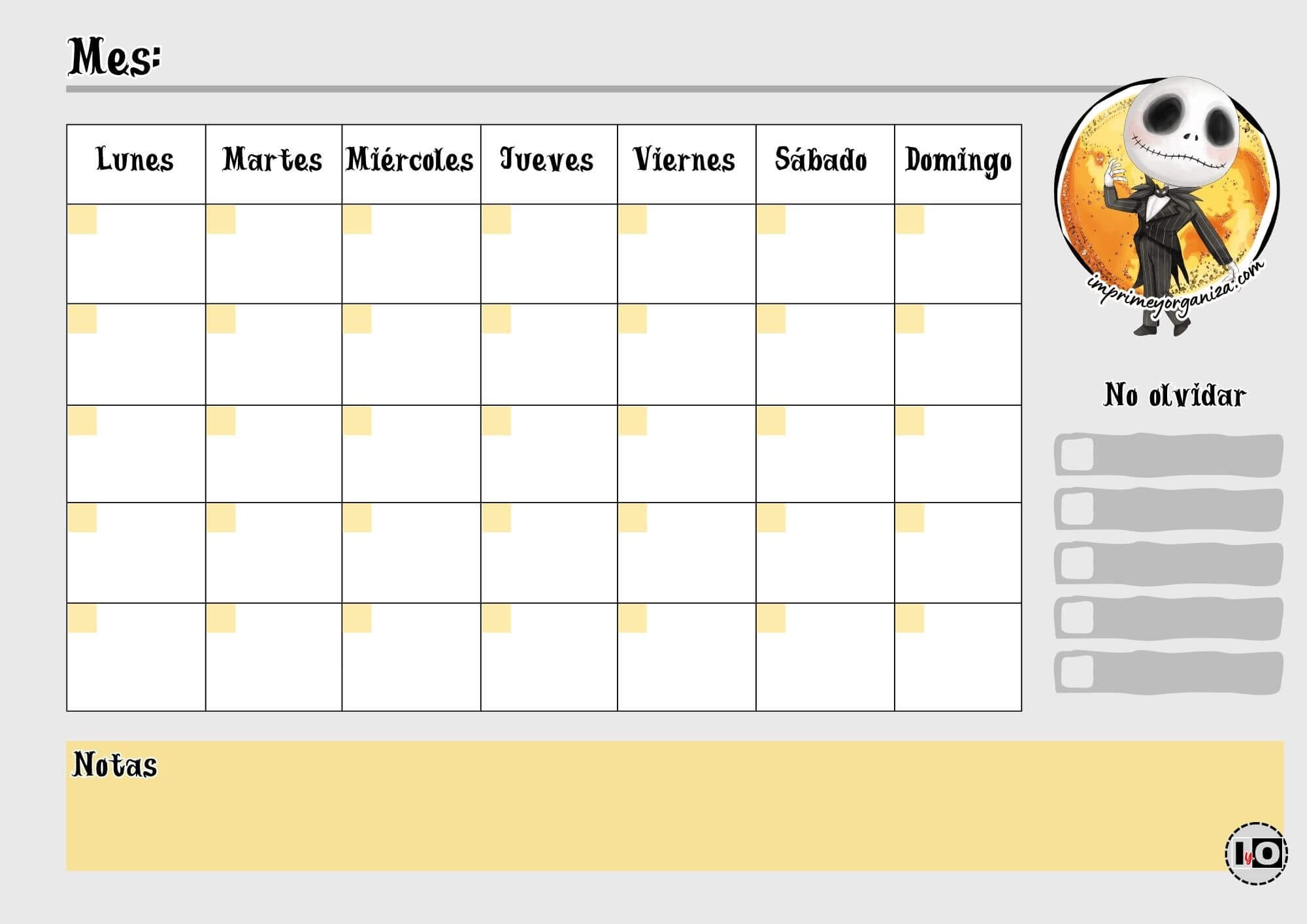 Planificador Mensual Jack