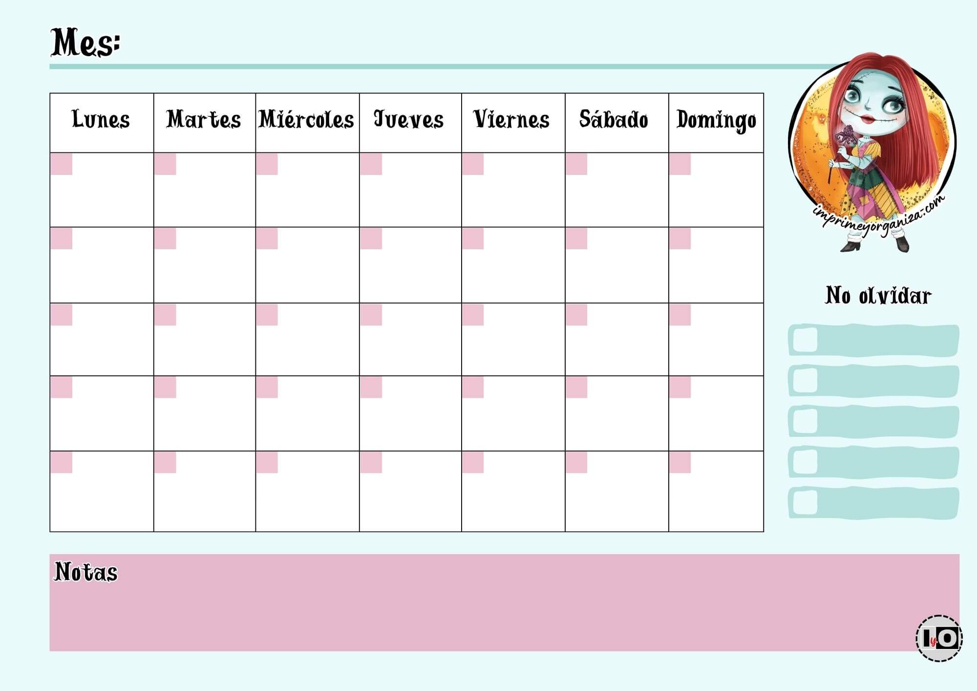 Planificador Mensual Sally