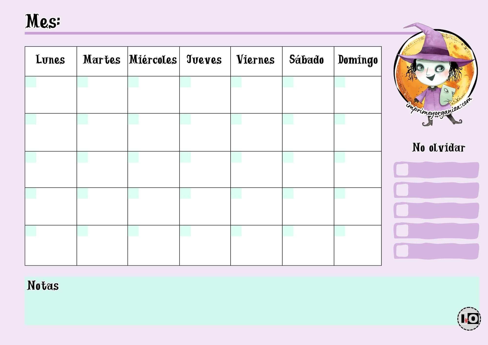 Planificador Mensual Shock