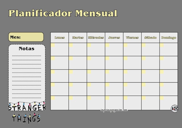 Planificador Mensual Stranger Things