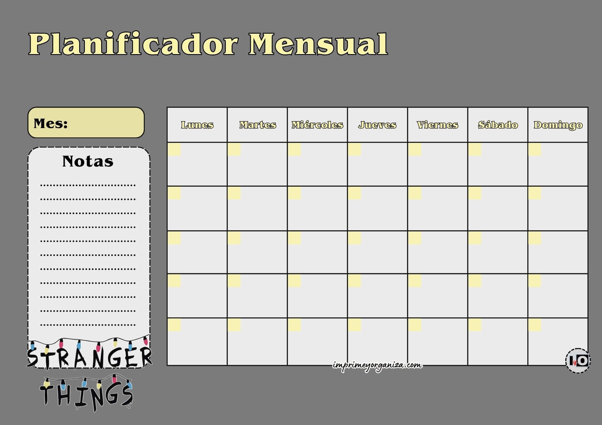 Planificador Mensual Stranger Things