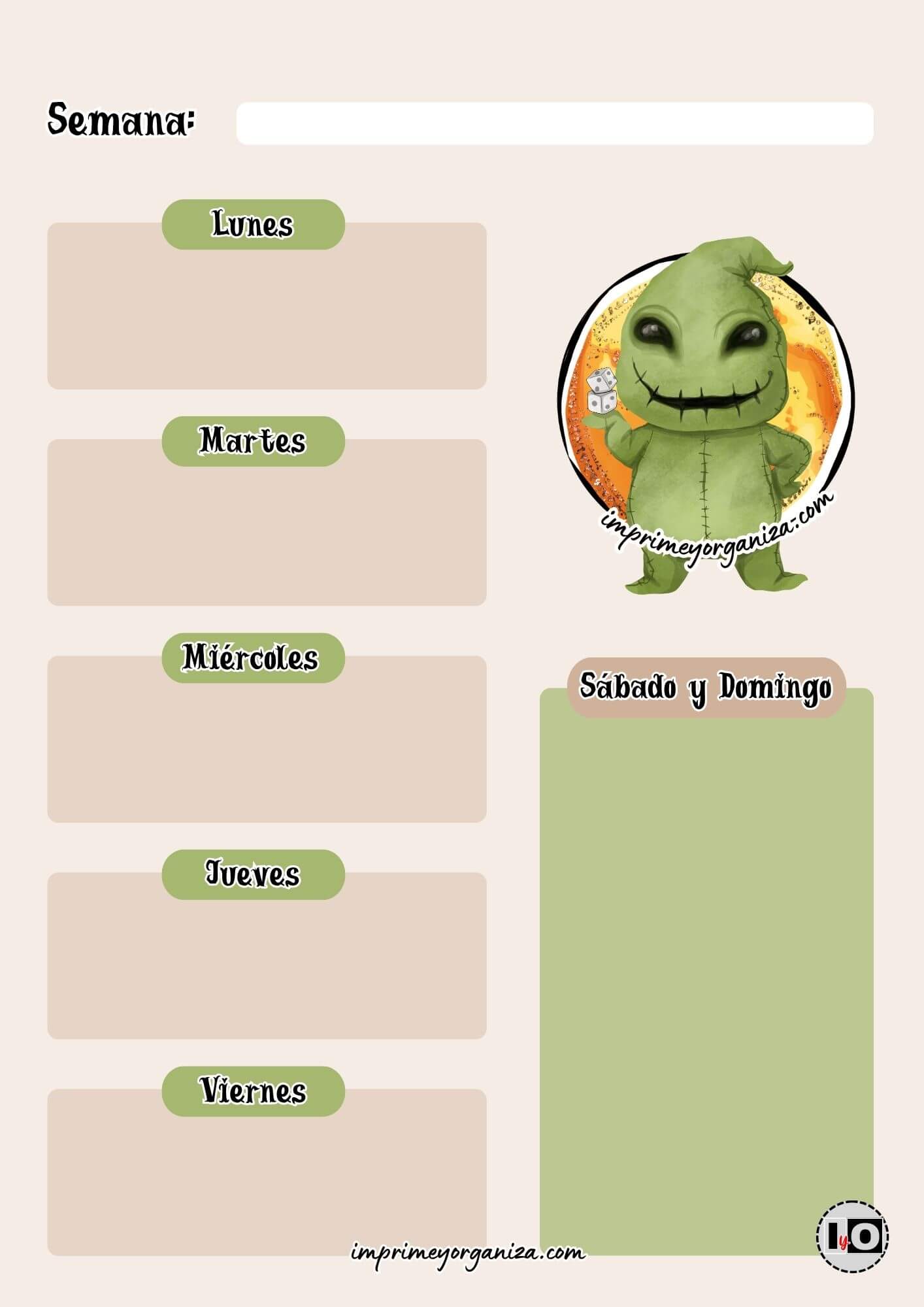 Planificador Semanal Ooogie Boogie