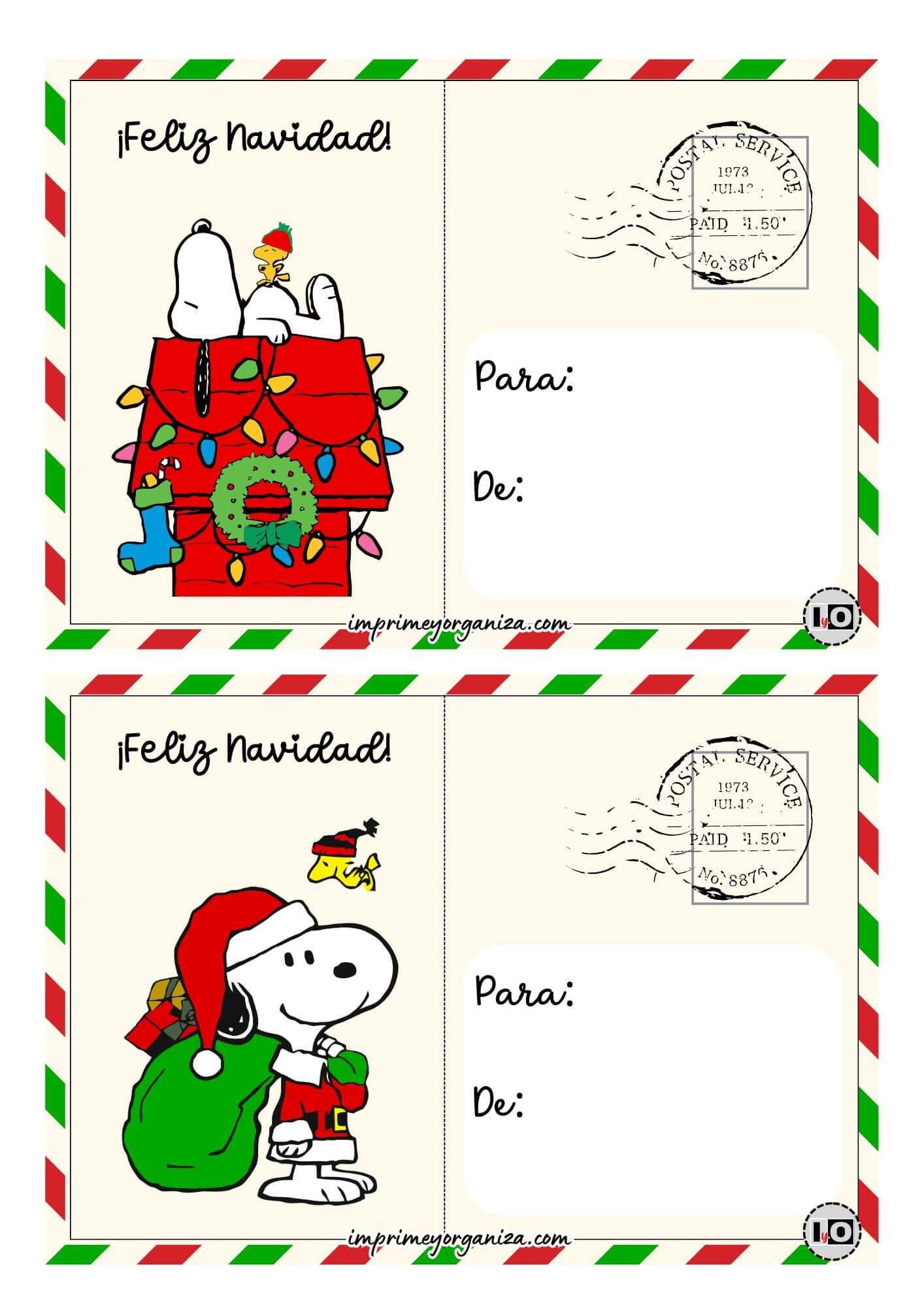 Postales Navidad Snoopy