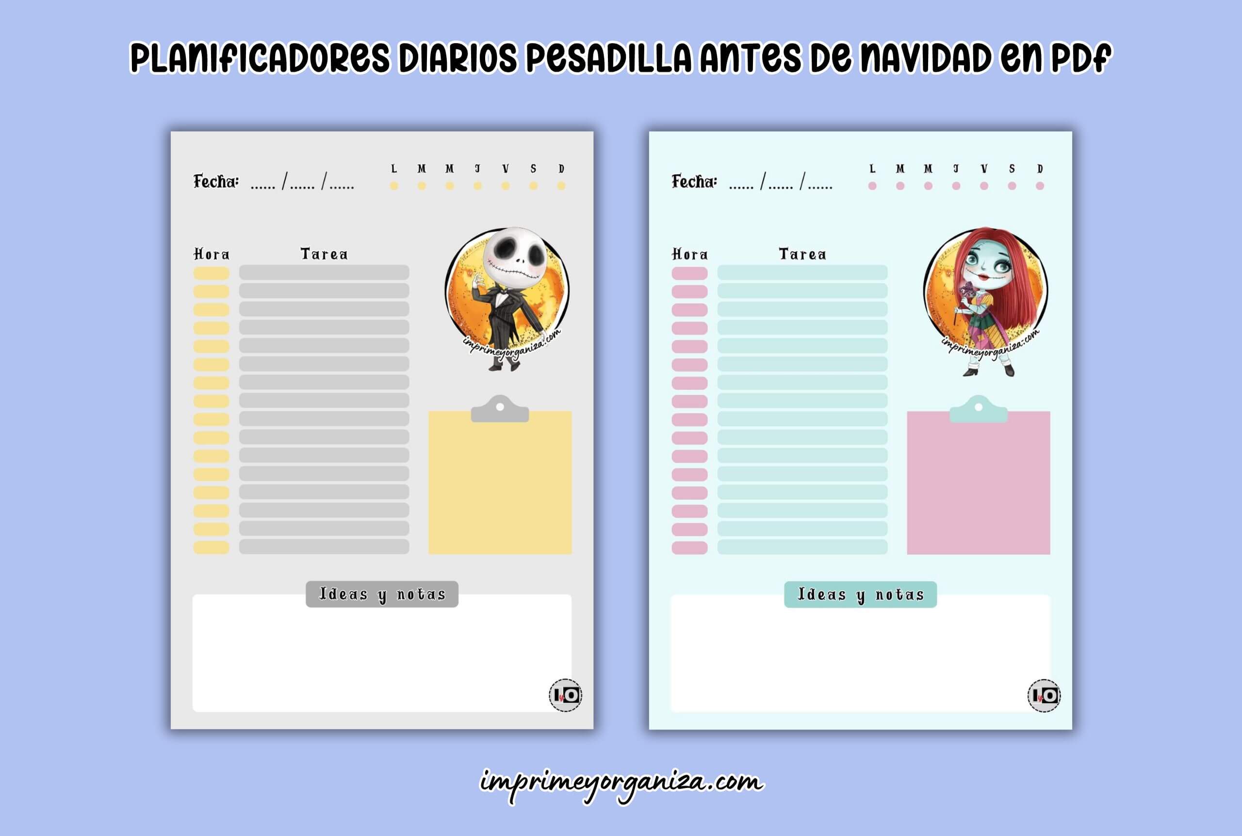planificadores diarios pesadilla antes de navidad en pdf