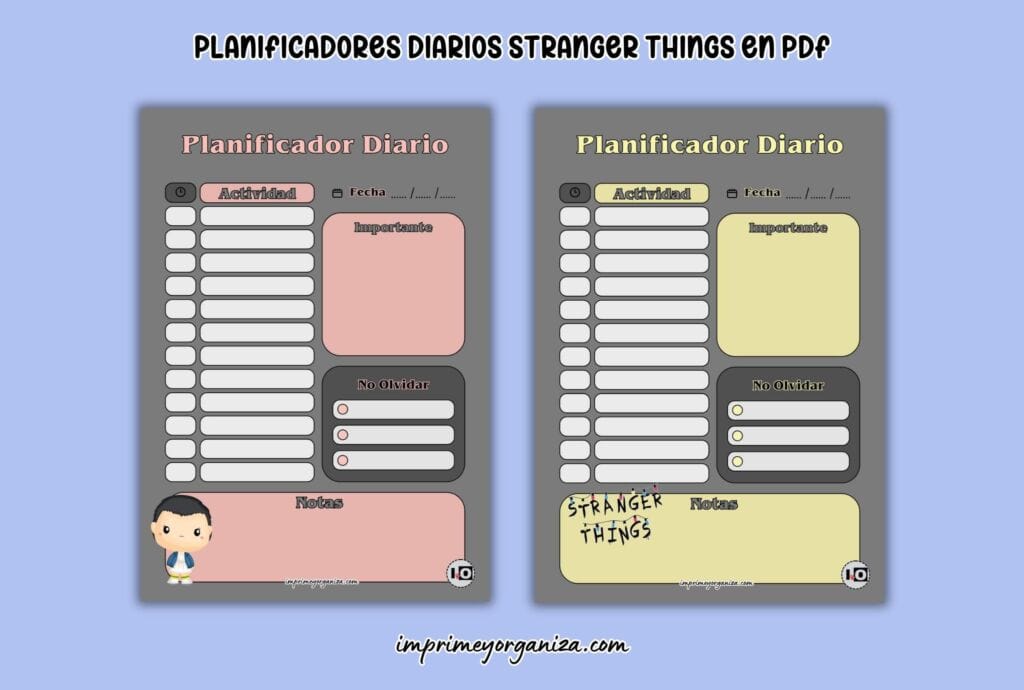 planificadores diarios stranger things en pdf