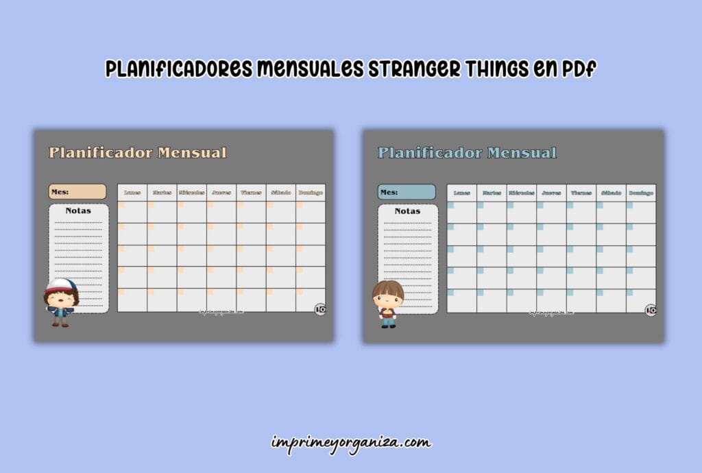 planificadores mensuales stranger things en pdf