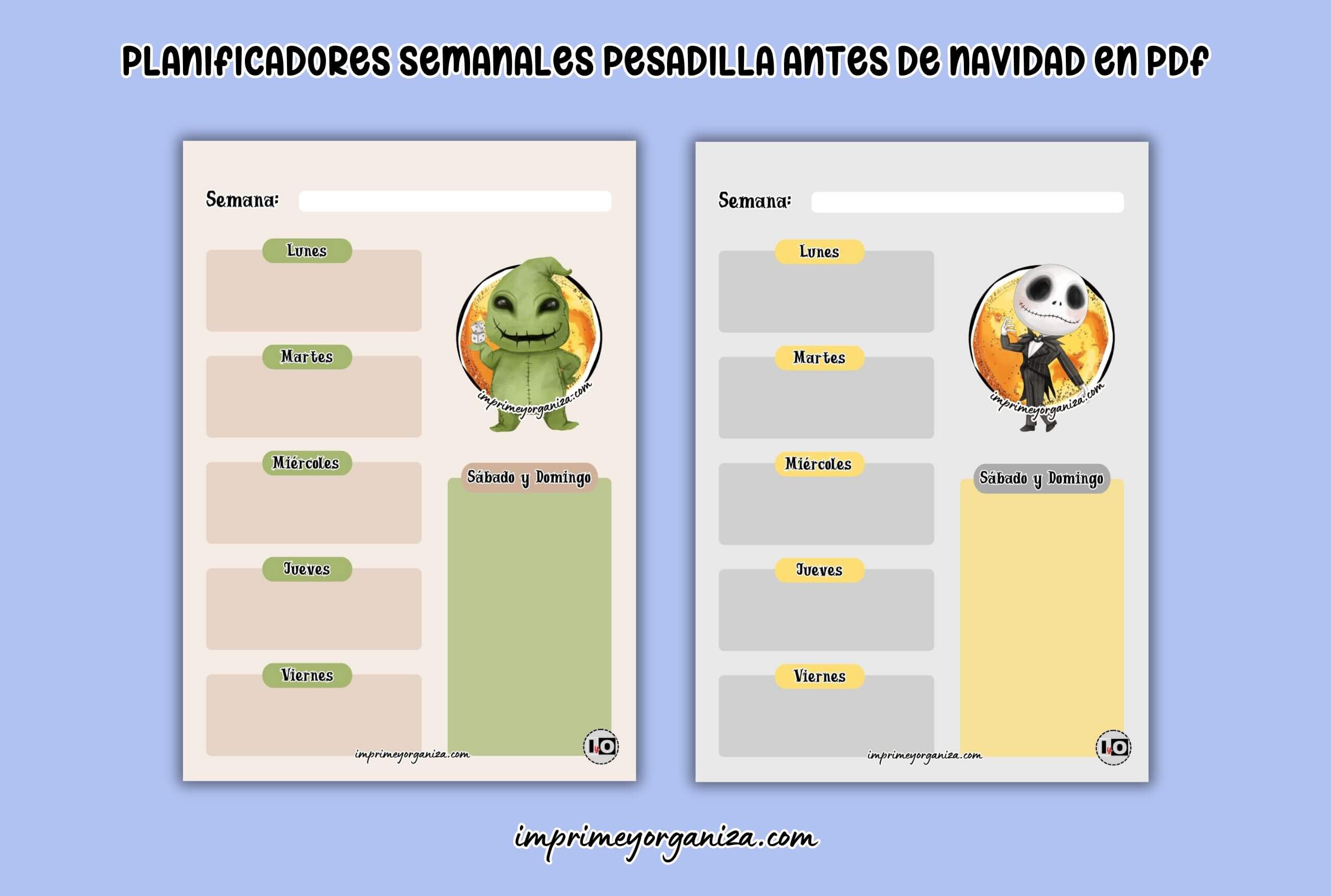 planificadores semanales pesadilla antes de navidad en pdf