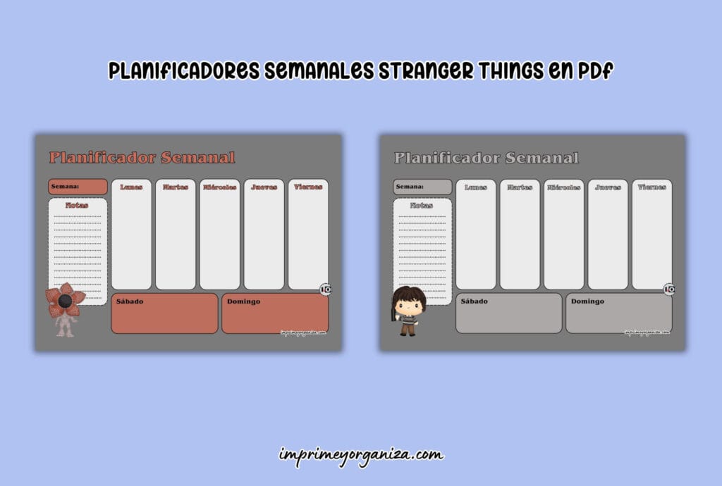 planificadores semanales stranger things en pdf
