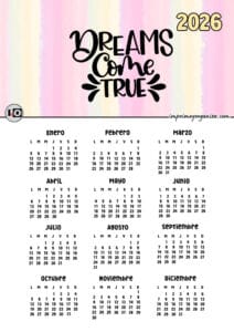 Calendario 2026 Dreams