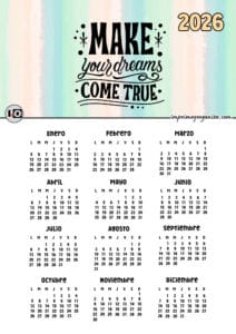 Calendario 2026 Dreams True