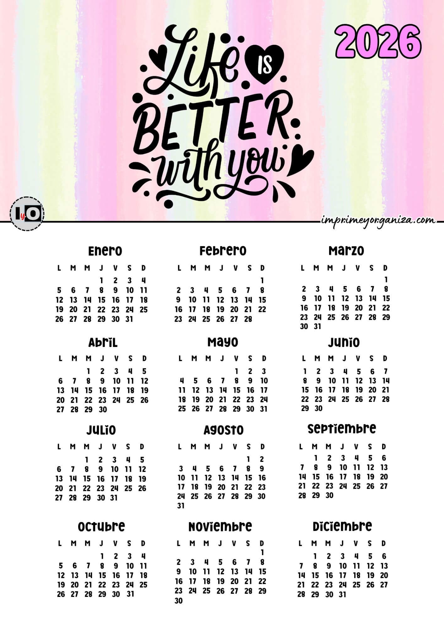 Calendario 2026 Life