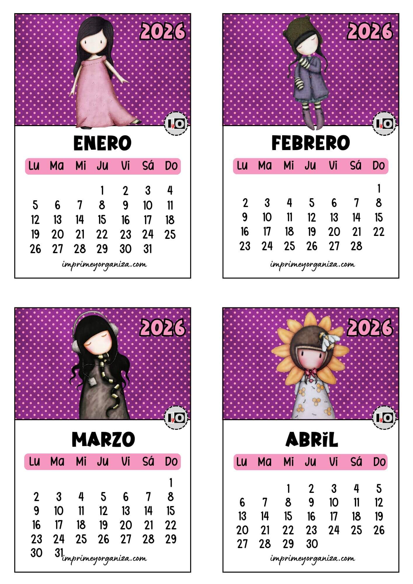 Calendario 2026 apilable Gorjuss